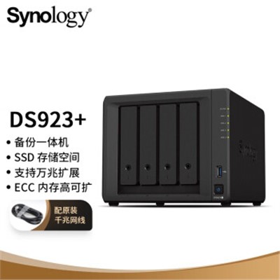 群暉/synology DS923+ 塔式服務(wù)器 4盤位 NAS網(wǎng)絡(luò)存儲(chǔ)服務(wù)器 備份 共享 云盤 （無內(nèi)置硬盤 ）